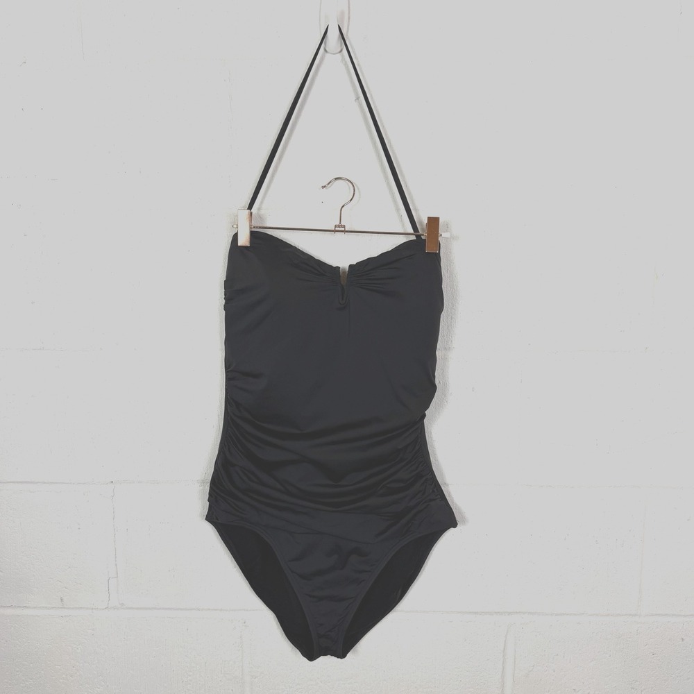 Tommy Bahama Women's Swimsuit Black One Piece Ruched Slimming Beach Resort 12/14